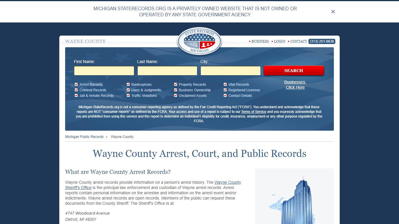 Wayne County Arrest, Court, and Public Records