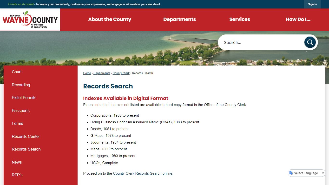 Records Search | Wayne County, NY